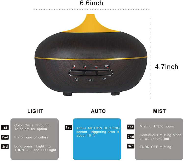 300ML Smart Motion Detect Aroma Diffuser Cool Mist Aromatherapy Humidifier