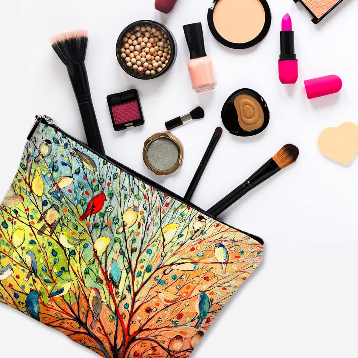 Shockproof Cute Makeup Bag for Purse Canvas Waterproof Funny Cosmetic Bags for Women Zipper Travel Toiletry