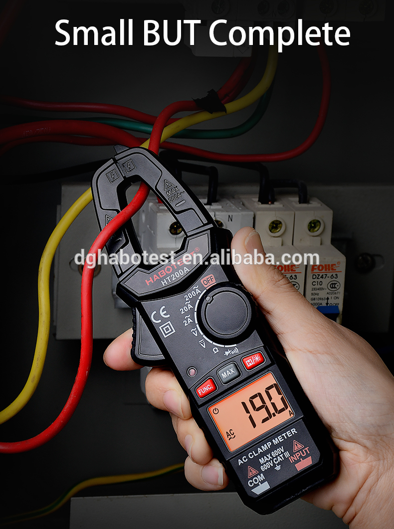 HT200A Digital Clamp Meters , 2000 Counts Multimeter Clamp Tester