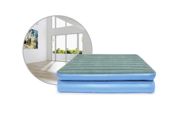 King Twin Size Blow Up Air Bed Mattress Flocked Elevated Inflatable Outdoor