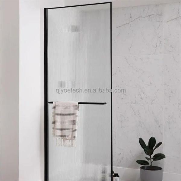 Buy cheap Bathroom French Door Style Solid Structure Reeded Moru Tempered Glass Shower Screen from wholesalers