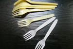 Carton of 1000 disposable party plastic fork beige or white color with whole
