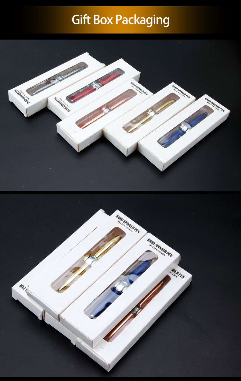 Metal 3 In 1 Ballpoint Pen Multifunction LED Fidget Spinner Finger Gyro Rotating