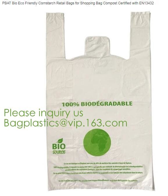 100% Eco-friendly Material Certified PLA Compostable Bag,Corn Starch T Shirt Bag Meet EN13432 BPI Biodegradable And Comp