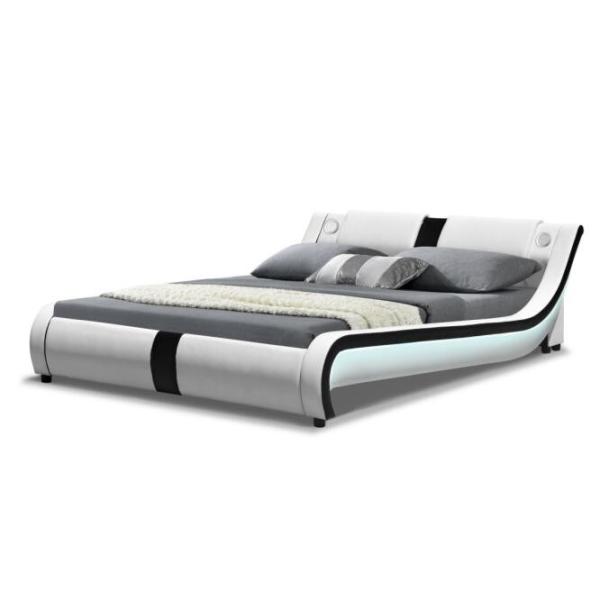 Buy cheap LED Modern Faux Leather King Bed Frame Curve Deluxe Upholstered from wholesalers