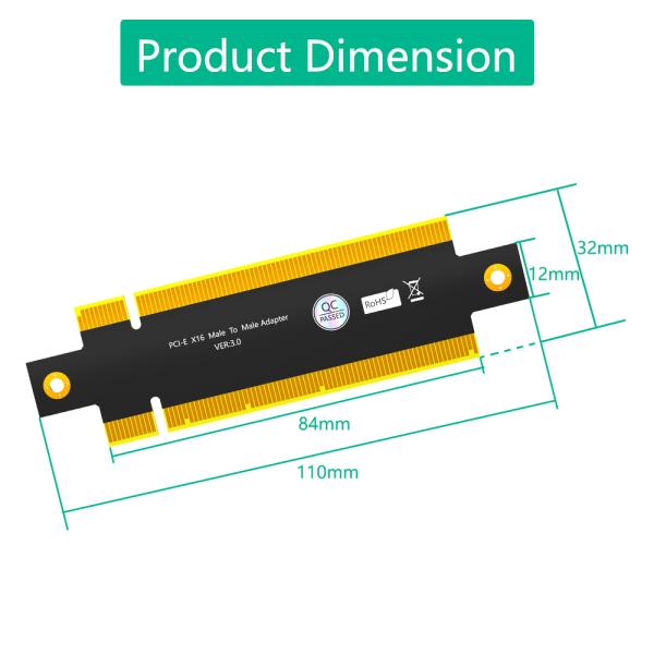 PCI-E 16X 3.0 Male to Male Adapter 110x32mm Black PCBA