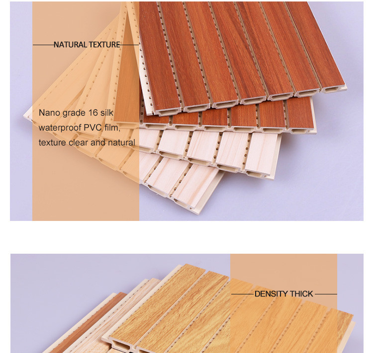 Wood Plastic Composite PVC Wood Veneer Sound Proofing Panels Customized