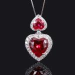 925 Sterling Silver Wedding Jewelry Set Simulated Ruby Diamonds Pendant Ring