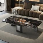 Light Luxury Stainless Steel Living Room Square Marble Coffee Table
