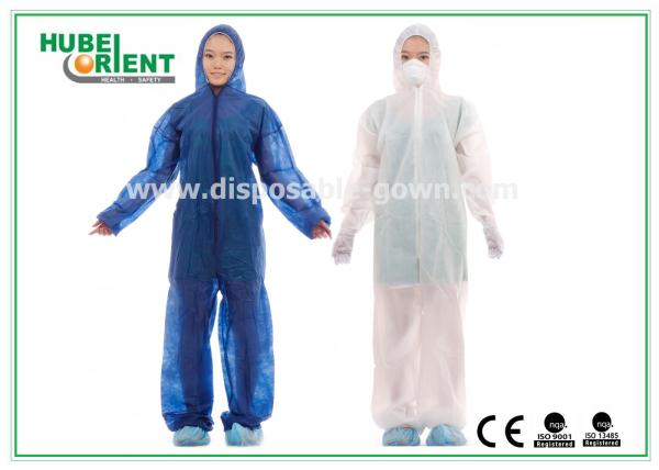 Waterproof Disposable Coveralls With Hood/Nonwoven Breathable Stripping For Food