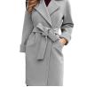 Buy cheap Fashion Wholesale Ladies Wool Plus Size Design Long Jackets Coats Casual Jacket Oversize Coats with Tie for Women Woolen Knitted from wholesalers