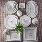Japanese Cherry Blossom White Round Rectangle Square Baking Dessert Bowl