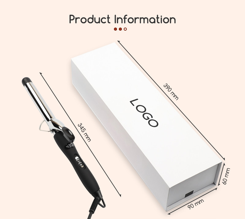 Fast Heating Electric Hair Curler Long Curling Tong Wand LCD Screen Champagne