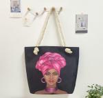 African American Women Black Shoulder polyester canvas tote bag Handbag Fit Work