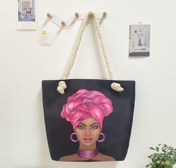 Buy cheap Women Cute Girl Mother Gift Canvas Tote Bag Shopping Black African Style Casual from wholesalers