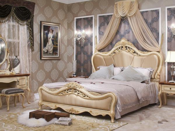 ISO Indonesia Luxury European Bedroom Furniture Natural No Odor Classic Wooden