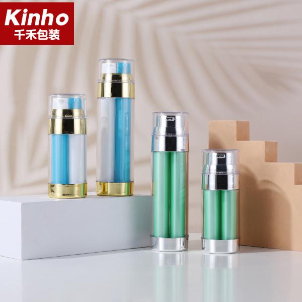 Round 50ml Airless Bottle Double Chamber 30ml Makeup Pump Double Wall Two Sided