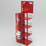 Red 4 Tiers Promotion Shelves Seasoning Stand Ketchup Bottle Display Rack