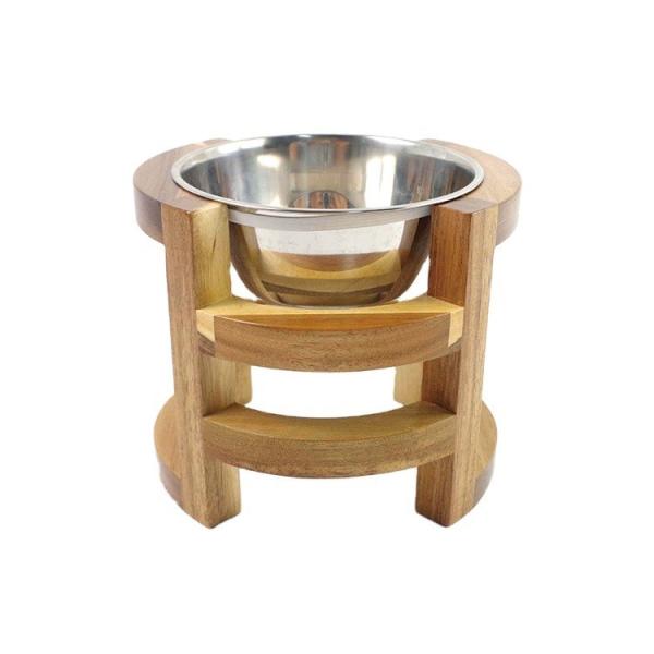 Buy cheap Make Pet Eat Elevated Bamboo Wooden Pet Food Feeder With Stainless Steel Bowls Single Tier from wholesalers
