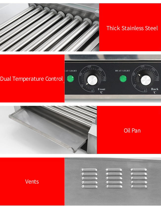 9 Sticks Grill Snack Food Processing Equipment / Commercial Hot Dog Rack Heater