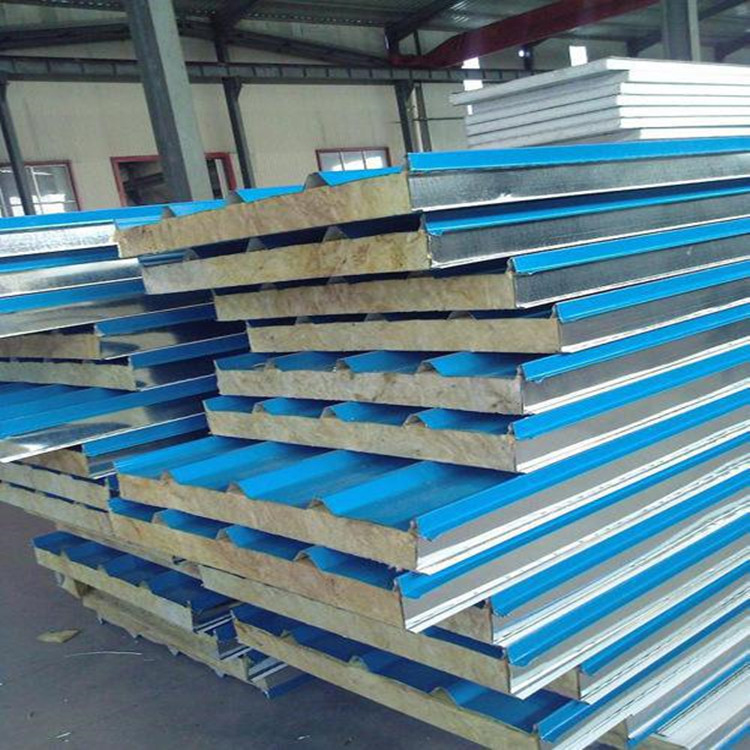 Villa Water Resistant Colored Steel Plate Rock Wool Tile Heat Insulation Tile Sandwich Board for Eco-Friendly Buildings
