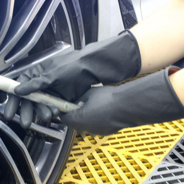 Buy cheap Waterproof Unlined Rubber Safety Gloves , Heavy Duty Black Rubber Gloves from wholesalers