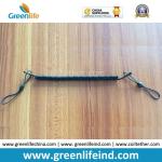 Safety Black Lanyard Spring Coil Cable W/Small Key Ring