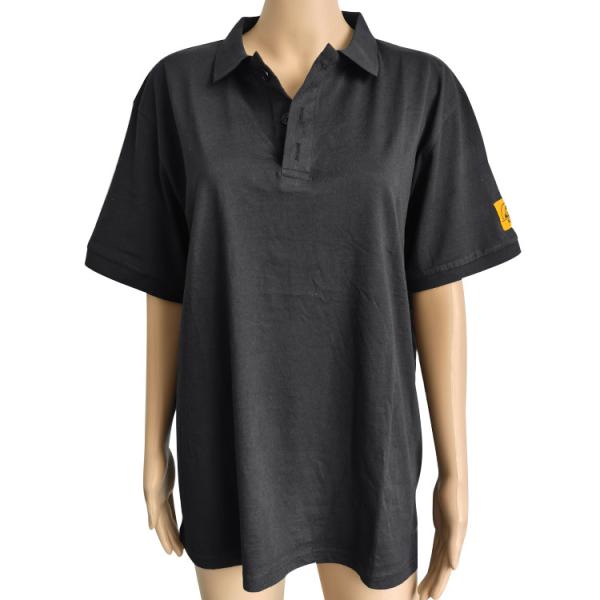 Buy cheap 96% Cotton ESD Anti Static T Shirts Black Unisex For Cleanroom Laboratory from wholesalers