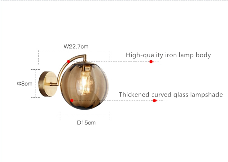 Modern Led Wall Lamp Nordic Glass Ball Wall Lamps For Living Room Bedroom Home Bedside Wall Light(WH-OR-244)