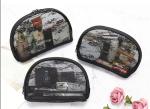 Portable small cosmetic bag girl web celebrity black double layer mesh