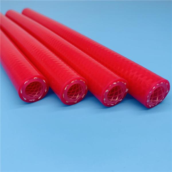 Buy cheap Food Grade Flexible Reinforced Braided Silicone Tubing Red Color from wholesalers