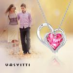 Lead Free Sterling Silver Heart Pendant Necklace 1.18x0.98in Austrian crystal