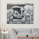 Modern Horizontal Canvas Horse Painting 100% Handmade Animal Paintings Home