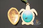 Turtle Shell Animal Medals With Colorful Satin Ribbon , Printing Sticke With