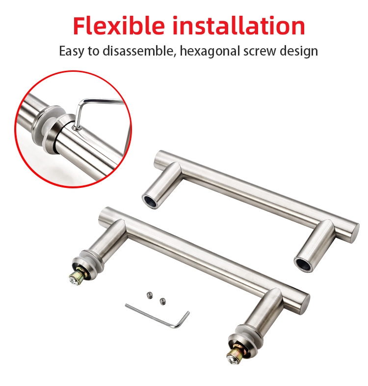 China Manufacturer H Type Black Stainless Steel 304 shower Glass Door Pull handles
