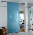Blue Tempered Glass Door , Tempered Glass Toilet Door No holes