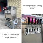 5 Flavors Automatic Ice Cream Making Machine Continuous Production Capacity 225