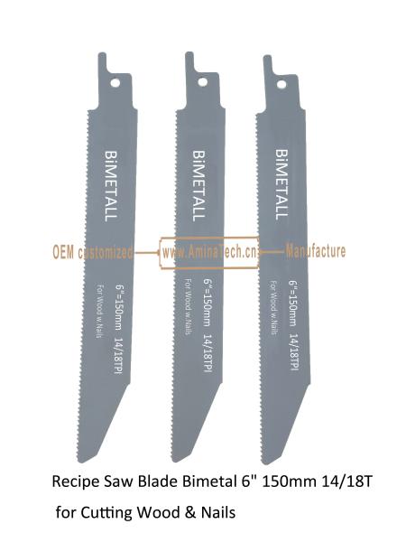 Buy cheap Recipe Saw Blade Bimetal 6" 150mm 14/18T for Cutting Wood & Nails,Reciprocating ,Power Tools from wholesalers