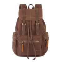 Buy cheap Large Travel Hiking Drawstring Canvas Leather Backpack Women'S Unisex product