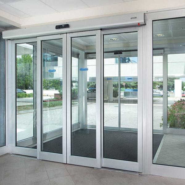 Hotel / Office Building Smart Sliding Glass Door Safety Protection Commercial