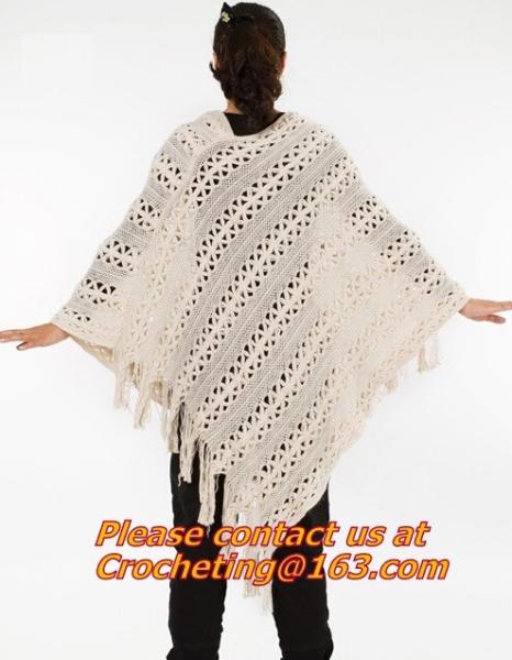 Buy cheap women yarn knitted hollow out crochet poncho to keep warm and fashion shawls from wholesalers