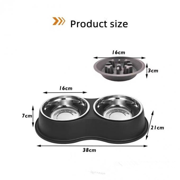 Stainless Steel Pet Slow Food Dog Bowl Detachable Water Bowl