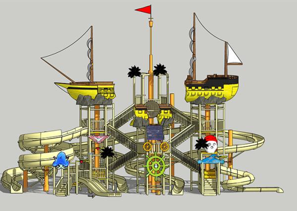 Buy cheap Pirate Ship Water Theme Park / Outdoor Aqua Playground For Family from wholesalers