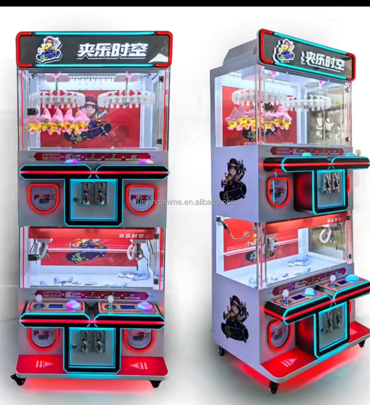 Metal acrylic plastic 4 Player Coin Operated Crane Machine Doll Claw Vending Toy