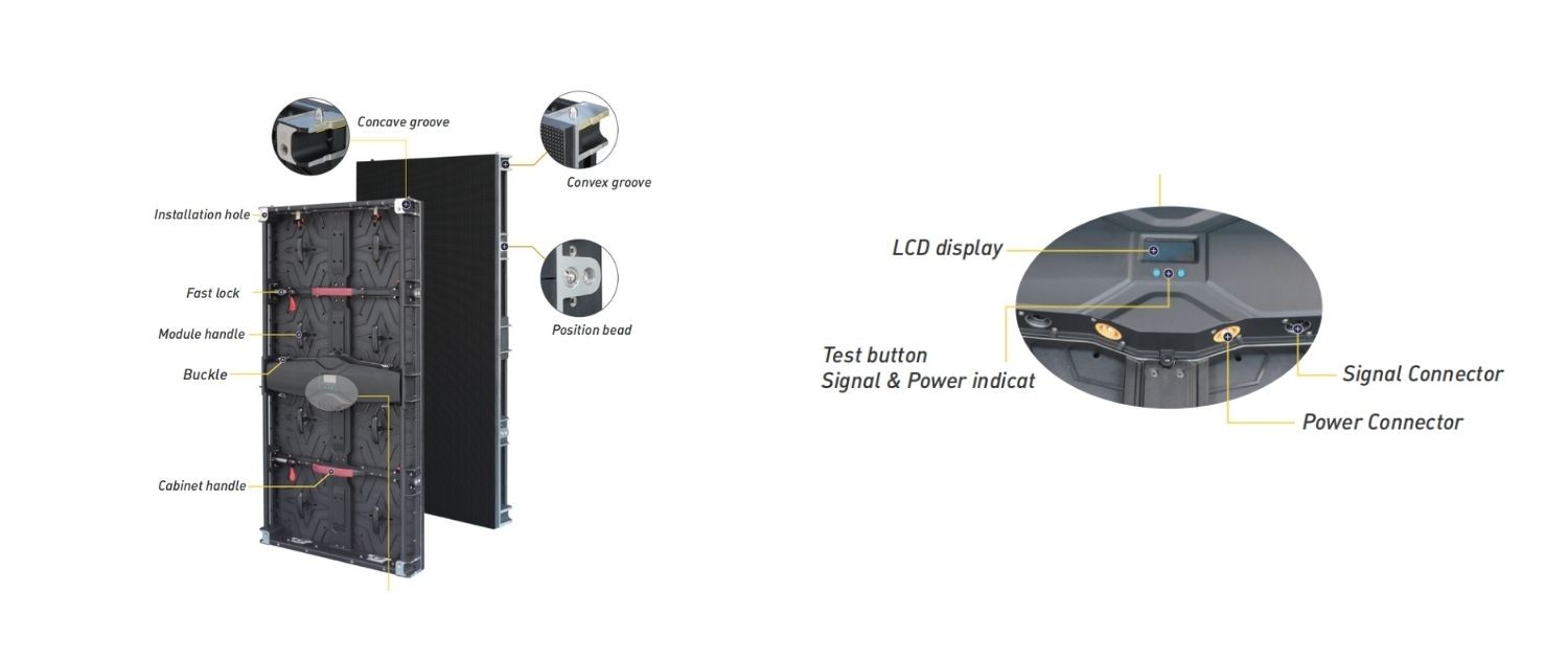 High Resolution 500x500 Indoor and Outdoor Stage LED Display Cabinet with IP65 Rating