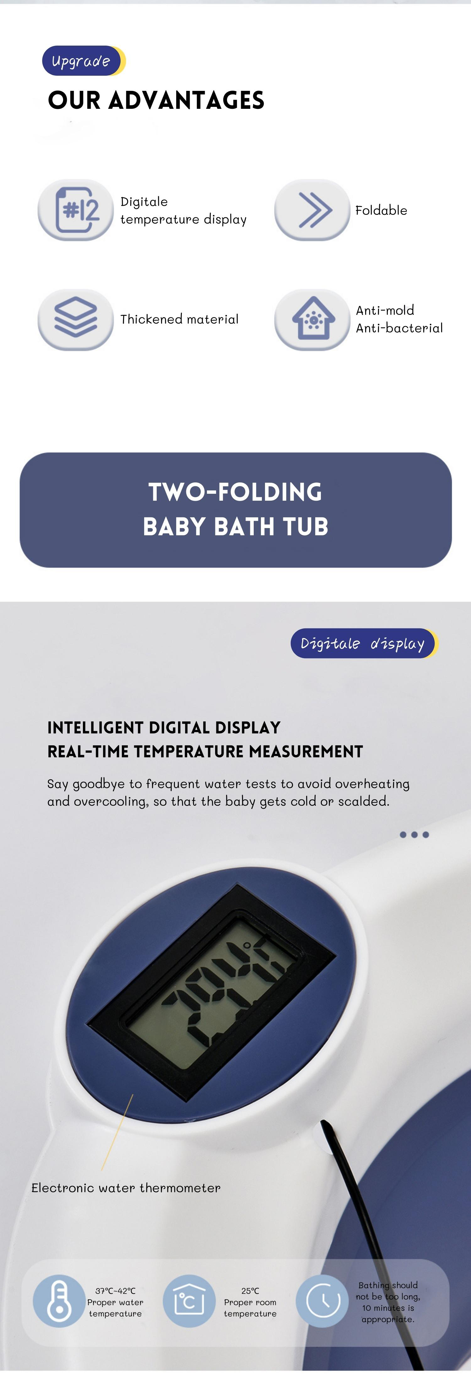 OUNINBEAR High Durability Plastic Collapsible Bathtub Kids Bathtub