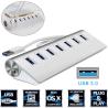 Buy cheap US Plug 7 Port Aluminum USB 3.0 HUB 5Gbps Power Adapter from wholesalers