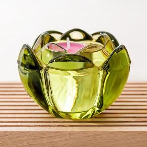 Wholesale Lotus Tealight Votive Color Glass Candle Holder Machine Pressed 7cm Height from china suppliers
