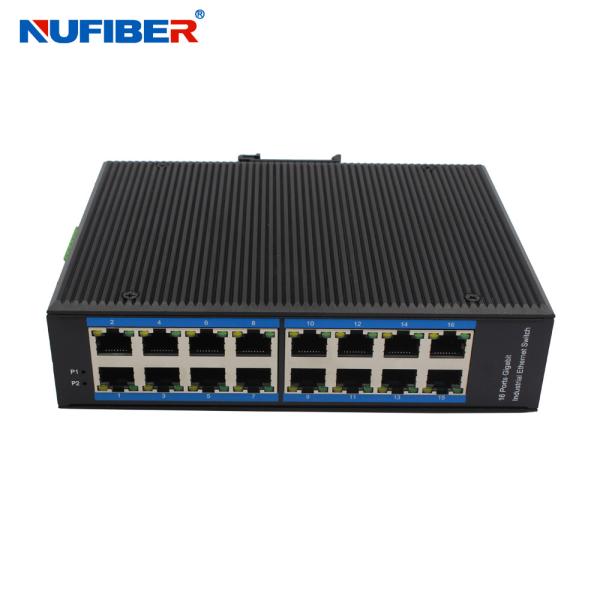 1000Mpbs 16 Port Unmanaged Industrial Ethernet Switch Din Rail Mount IP40
