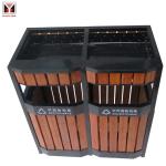 ISO14001 11.8gal Outdoor Wooden Trash Can With Plant Pot